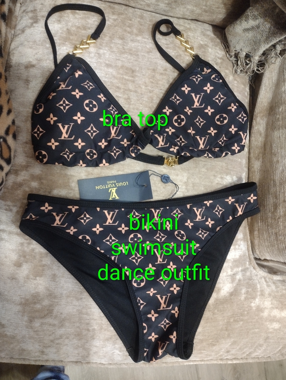 Brown Monogram Bikini Swimsuit Dance Outfit